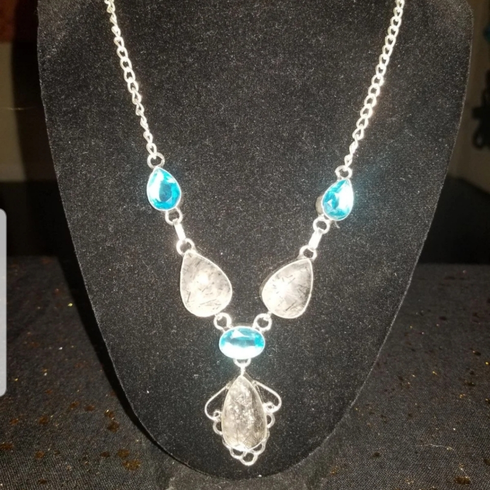 NWT Genuine Rutile Quartz, Blue Quartz Handmade